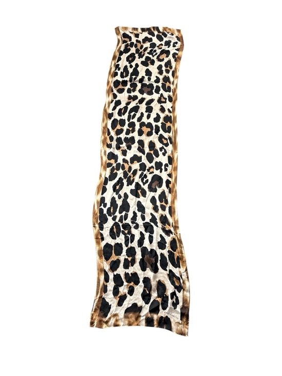 Vince Camuto Silk Animal Print Scarf - Black and Tan - Picture 3 of 6